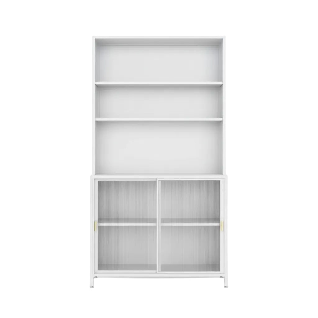 White 73 Inch Steel Kitchen Pantry Cabinet Flip Door Adjustable Shelves